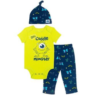 Disney Bodysuit Pants & Hat Set in Mike Wazowski Green Green at Nordstrom, Size Newborn
