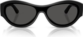 Emporio Armani 136mm Irregular Sunglasses in Shiny Black /Dark Grey at Nordstrom