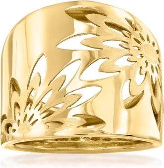 Ross-Simons Italian 14kt Yellow Gold Openwork Floral Ring