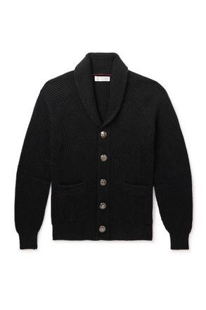 Brunello Cucinelli Shawl-Collar Ribbed Cotton Cardigan