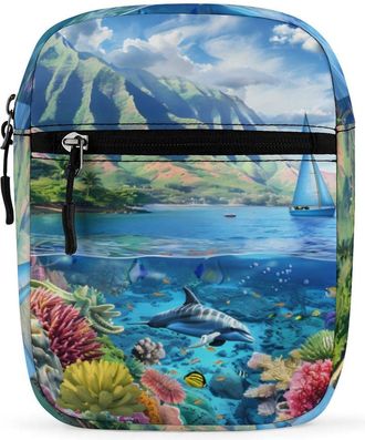Generic Hawaiian Life Sea Fish Crossbody Bag Adjustable Satchel Cute Shoulder Bag Lightweight Sling Bags