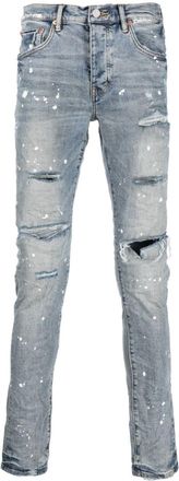 Purple Splashed Ripped Jeans - Mens - Cotton