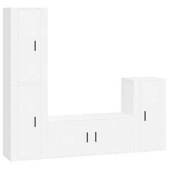 Berkfield Home 4 Piece TV Cabinet Set White Engineered Wood