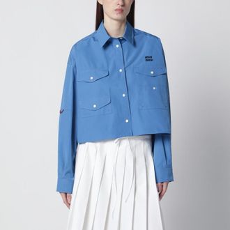 Miu Miu Periwinkle boxy cotton shirt