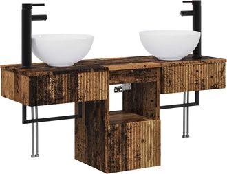 vidaXL Juego De Muebles De Ba&ntilde;o 3 Uds. Madera Envejecida Vidaxl