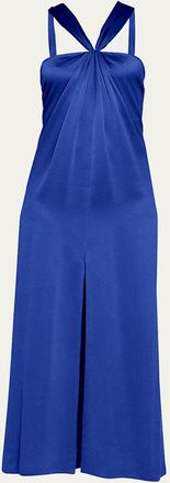 Giorgio Armani Pleated Halter Slit-Hem Silk Gown