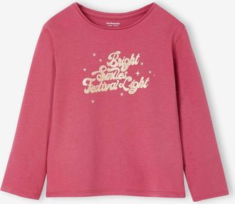 Vertbaudet Mädchen Langarmshirt BASIC mit Recycling-Baumwolle himbeer