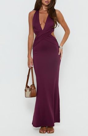 Princess Polly Bambia Cutout Sleeveless Gown in Purple at Nordstrom, Size 12