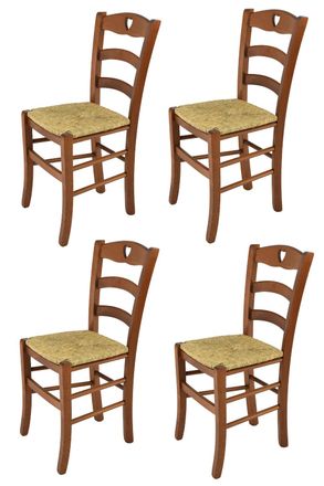 Tommychairs Tommychairs 4 Sillas Cuore En Haya Nuez Claro Y Asiento De Paja