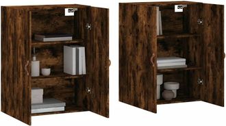 Berkfield Home Wall Mounted Cabinets 2 pcs Smoked Oak 69.5x34x90 cm in Brown