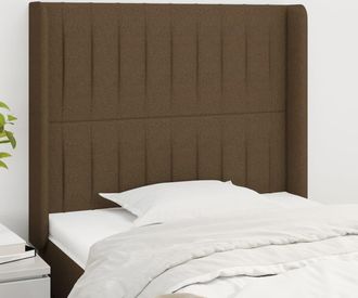 vidaXL Cabecero Con Orejas De Tela Marr&oacute;n Oscuro 103x16x118/128 Cm Vidaxl
