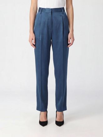 Dries Van Noten Pantaloni chino skinny a vita alta in raso color petrolio