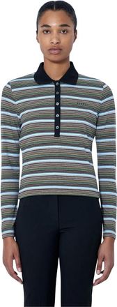 Marni Tops, Dames, Veelkleurig, 2Xs, Katoen, Gestreepte Polo met Lange Mouwen