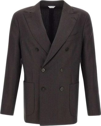 Boglioli Double-breasted Jacket - Heren - Blazers - Grijs - XL - Leer - Jassen