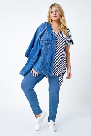 Roman Stripe Side Tie Stretch Top