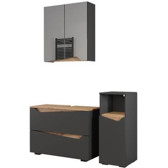 Vicco Conjunto De Muebles De Ba&ntilde;o Marelle, Antracita/artisan, 3 Piezas Con Gabinete Midi, Vicco