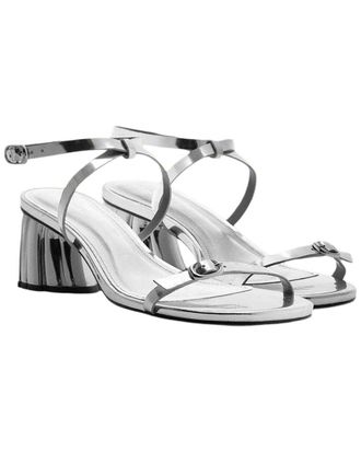 Farm Rio Silver Monstera Heel Scallop Leather Sandal