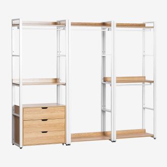 Sklum Armario Modular Abierto De 3 Piezas Con Cajones En Acero Y Madera Ariaster Sklum