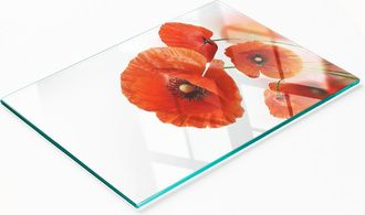 OEM Tabla De Cocina De Vidrio Templado Duradera Y Elegante Con Estampado De Amapolas, 80x52 Cm