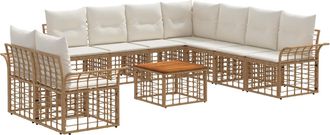 vidaXL Conjunto De Sof&aacute;s De Exterior 10 Uds. 9 Plaza Natural Y Crema Vidaxl