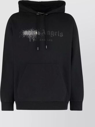 Palm Angels rhinestone print cotton hoodie