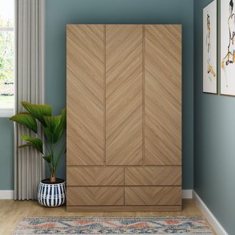 GFW Catania 3 Door 4 Drawer Wardrobe in Light Oak
