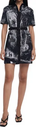 Desigual Short Sleeve Dress In Tropic Litography