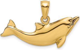 Diamond2Deal 10k Yellow Gold 2-D Polished Dolphin Charm Pendant