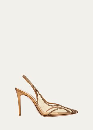 Gianvito Rossi 95mm Burma Embellished Metallic Slingback Pumps