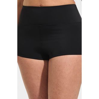 Lands End Tugless High Waisted Swim Boy Shorts in Black at Nordstrom, Size 26W