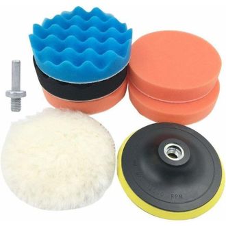 OEM Almohadilla Para Pulir Coches, 5, Almohadilla Para Pulir Coches, Paquete De 7 Piezas Con Kit Adaptador De Taladro M14 (colorido-125 Mm) - Crezuo