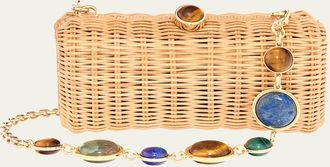 Judith Leiber Basket-Weave Rattan Clutch Bag