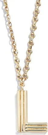 BaubleBar Oversize Etched Letter Initial Pendant Necklace in Gold L at Nordstrom