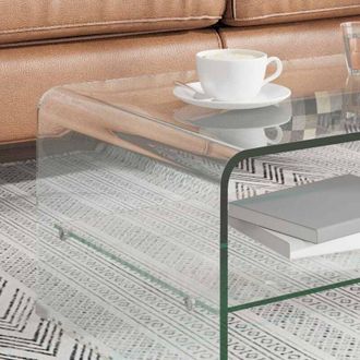 vidaXL vidaXL Tavolino da Salotto Trasparente 98x45x31 cm in Vetro Temperato