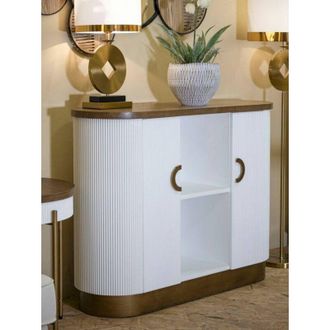 Dmora Aparador Bianze, Buf&eacute; De Sal&oacute;n, Aparador De Sal&oacute;n, Despensa De Cocina, 121x41 H90 Cm, Blanco Y Marr&oacute;n - Dmora