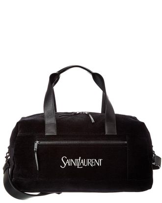 Saint Laurent Jacquard & Leather Duffel Bag