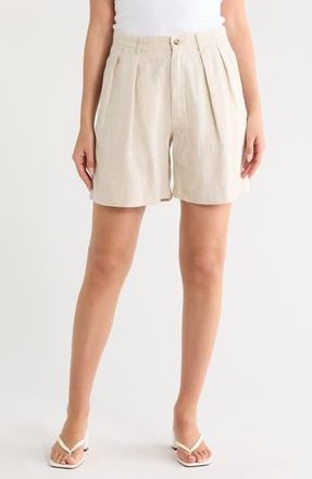 Denimist Double Pleat Linen Shorts in Natural White Linen at Nordstrom Rack, Size Xx-Small