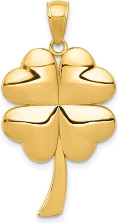 Diamond2Deal 14k Gold Solid Polished 4-Leaf Clover Pendant