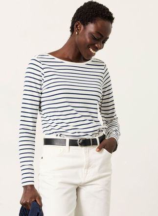 Fat Face FatFace Breton Ivory Striped 100% Cotton T-Shirt
