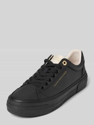 Tommy Hilfiger Low Top Sneaker aus echtem Rindsleder in BLACK, Gr&ouml;&szlig;e 38