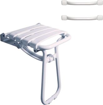 Pellet Asiento De Ducha Pmr Pellet Essentiel Confort Abatible + 2 Barras De Apoyo Blanco Brillante