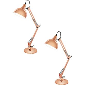 Loops 2 PACK Table Desk Lamp Colour Copper Adjustable In Line Switch Bulb E27 1x40W