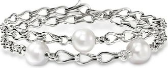 John Hardy Bracciale con perle Surf Wrap in argento sterling