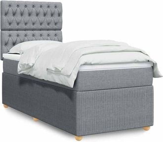 vidaXL Cama Box Spring Con Colch&oacute;n Tela Gris Claro 80x200 Cm Vidaxl