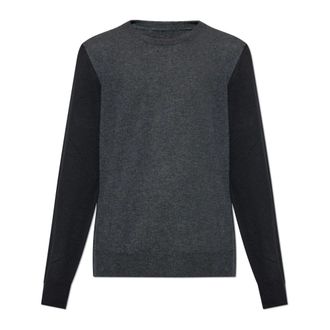 Maison Margiela Round-neck Knitwear, male, Gray, Size: 2XL Two-Tone Wool Crewneck