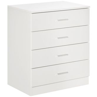 HOMCOM Storage Cabinet Vertical Drawer Chest of 4 w/ Metal Rails Anti-Tip for Playroom - Nursery Room - Hallway - etc Anti-Tip - White - Home Living | TJ Hu