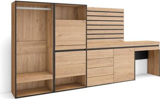 Skraut Home Zapatero, Armario Zapatos Botas, 297x145x35 Cm, Dormitorio, Habitaci&oacute;n, Vestidor Abierto, C&oacute;moda, Cajonera, Listones Decorativos, Tocador, Estilo Mode