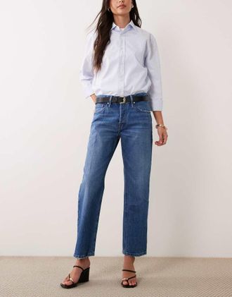 Good American Good Waist Vintage - Jeans dritti alla caviglia lavaggio blu scuro-Blu navy