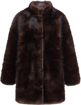 Urban Code Nepbont & Shearling Jas - Dames - Jassen - Bruin - M - Nepbont - Jassen