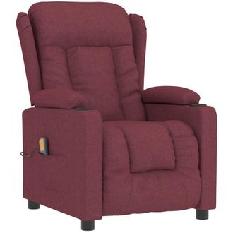 vidaXL Poltrona Massaggiante Elettrica Rosso Vino in Tessuto Vidaxl